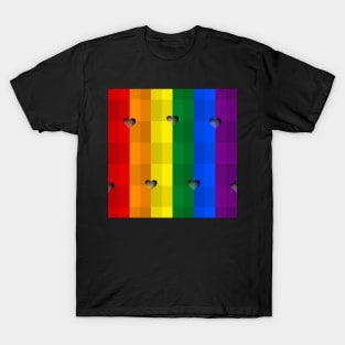 LGBTI flag colors seamless pattern (stripes and hearts) T-Shirt